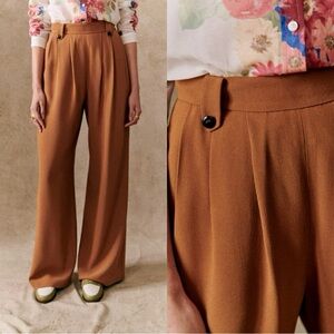 Sezane Loulou wide leg trouser in coffee